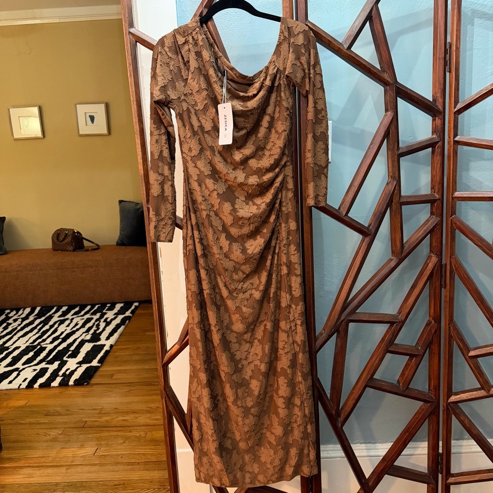 Brown Long Sleeve Dress NWT | Sz S